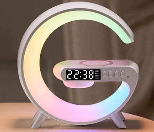 Lámpara led con alarma y reloj inteligente y carga inalámbrica para tus dispositivos 